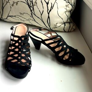 NWOT Stewart Weitzman black Nubuck strappy cage peep toe sandals 3” platform